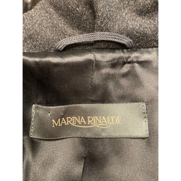 MARINA RINALDI Women's 27 US 18W WOOL CASHMERE Long Coat Jacket Dark Gray Trench - Picture 7 of 11